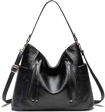 large black leather hobo bag