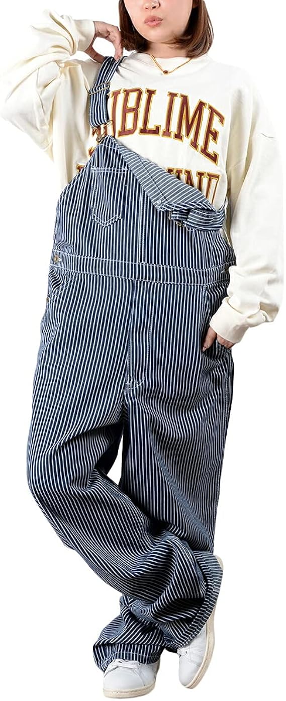 Amazon オーバーオール メンズ レディース お揃いコーデ ペアルック カップル デニム サロペット ヒッコリー オールインワン ボトムス パンツ つなぎ カジュアル ロングパンツ 通販