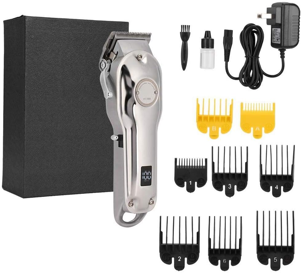 Qkiss Professional Electric Hair Clipper Hair Trimmer Hair Cutting Machine US Plug 100-240V(Silver)