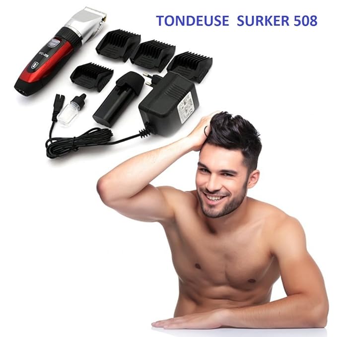 title=Surker RFC 508- Tagliacapelli e barba, con e senza fili, con 2 batterie Surker