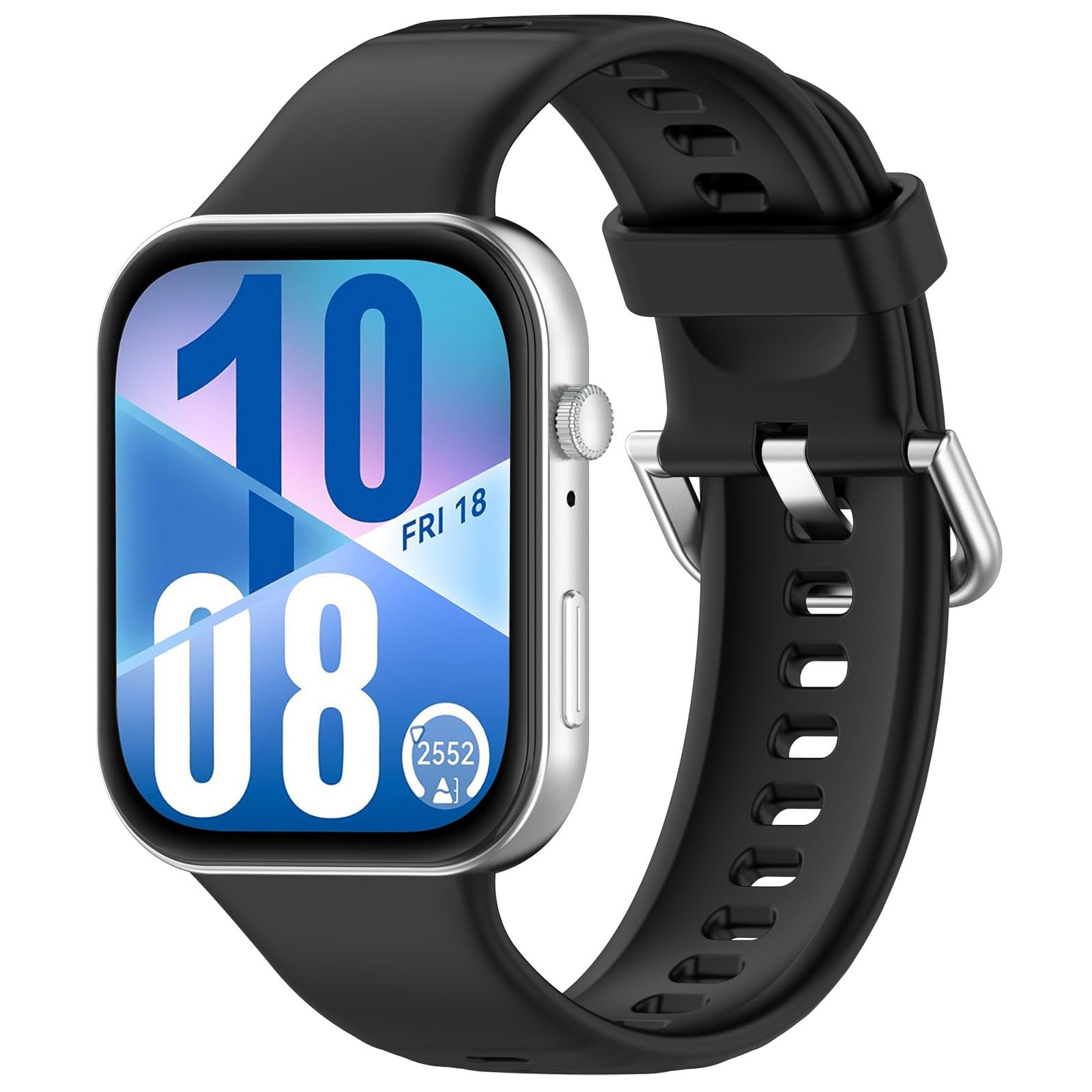 Wownadu Straps Compatible for Huawei Watch Fit 4/4 Pro / 3 Strap Black Silicone Adjustable Classic Wristbands for Men Women Replacement Watchbands (Strap Only)