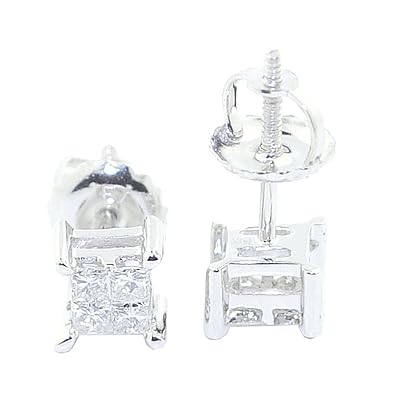 Amazon Com 0 25cttw Princess Cut Diamond Earrings Studs Screw