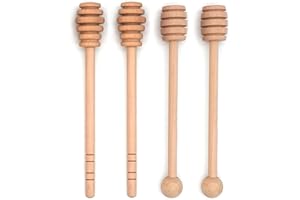 4PCS 6 inch Honey Dipper Sticks Honey Spoon, Wooden Honey Mixing Stirrer Honey Comb Stick, Honey Wand for Honey Jar Dispense 