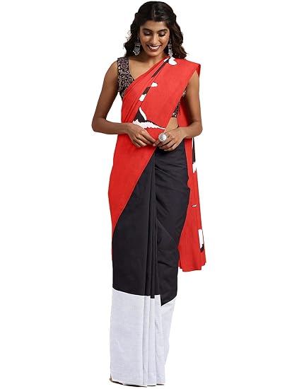 Pure Cotton Handblock printed Saree and Blouse BHKPSA0082