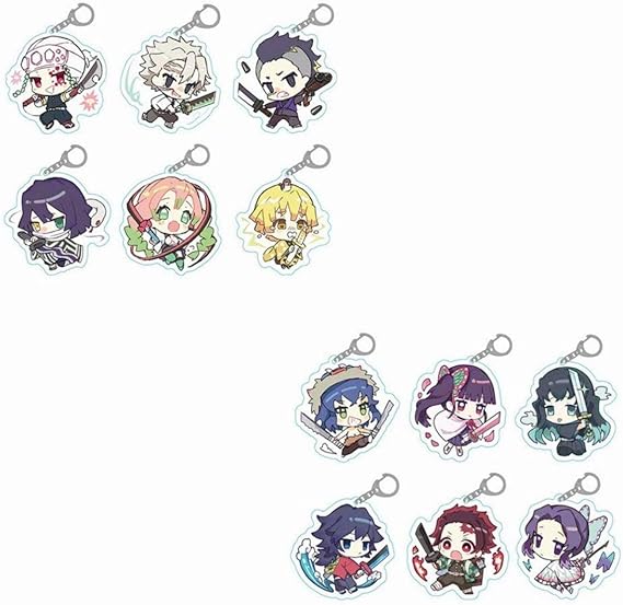 amazon kungfu mall 12個セット きめつのやいば キーホルダー 鬼滅の刃 グッズ 我妻善逸 鬼滅の刃キーホルダー 伊之助 禰豆子 炭治郎 冨岡 義勇 我妻 善逸 胡蝶 しのぶ 時透 無一郎 天元 蜜璃 不死川 行冥アニメペンダント アクリルキーチェー 萌え 鬼滅の刃 グッズ