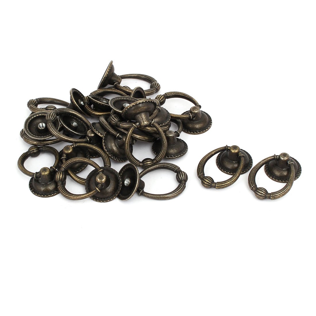 Sourcingmap Cabinet Cupboard Single Hole Round Zinc Alloy Ring Pull Handles Knobs 20PCS