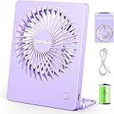 TriPole Mini Portable Desk Fan Rechargeable Ultra Quiet Small Fan 4.5 Inch Personal Travel Fan with 180° Tilt Folding and 3 Speeds Adjustable for Office Desktop Bedroom (Purple)
