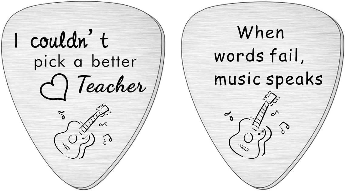 Hulala 2 Pcs Guitar Pick Plectrums For Electric & Acoustic - Music Teacher Gifts: 'I Couldn't Pick A Better Teacher'