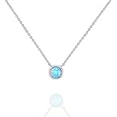 PAVOI 14K Gold Plated Opal Pendant Necklaces for Women | Created Opal Cubic Zirconia Dainty Necklace | Butterfly Round Triangle Antler Bar Pendants