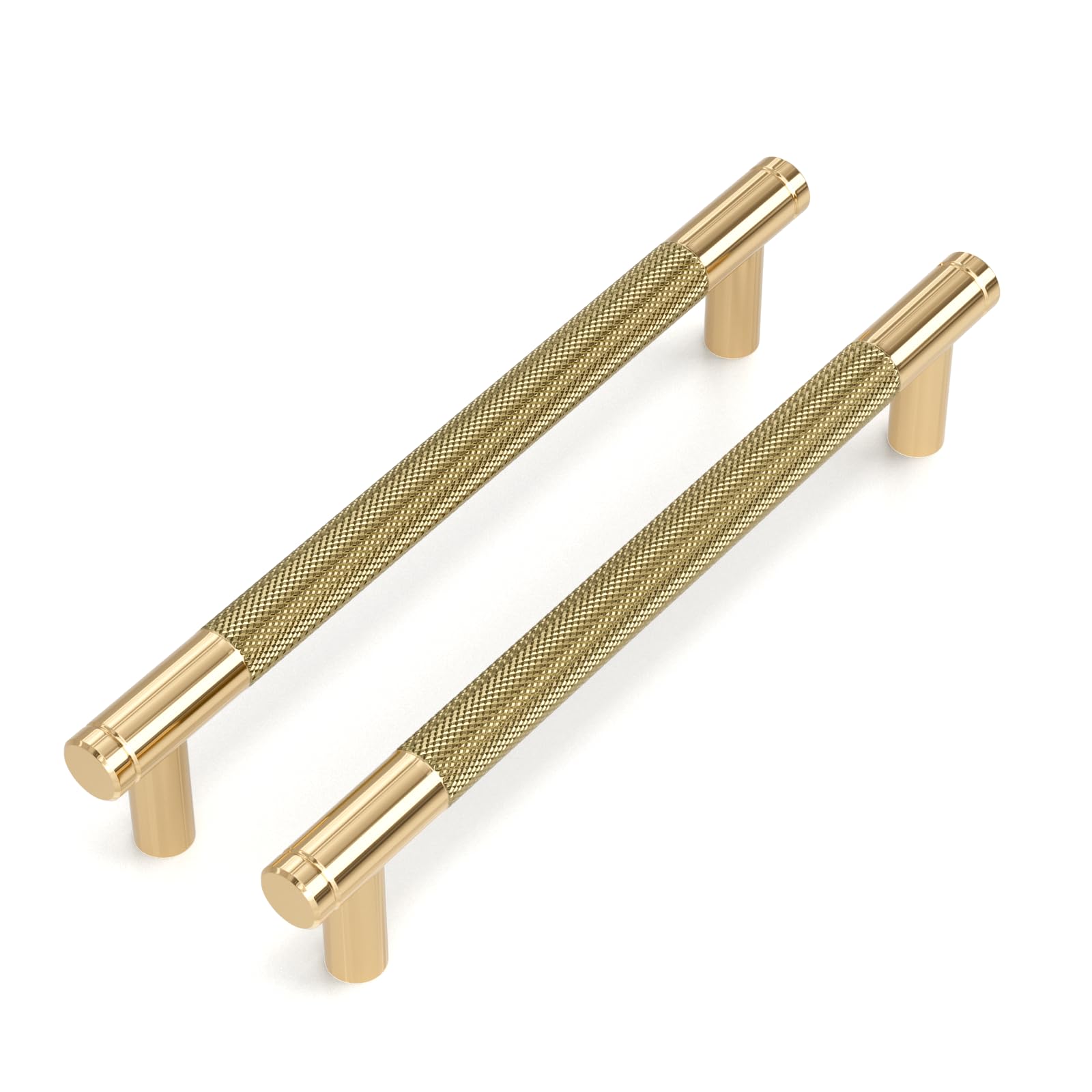 LONTAN 2 Pack Gold Kitchen Handles 160mm Champagne Copper Cupboard Handles Aluminum Alloy Drawer Pulls for Cabinet Wardrobe Bathroom Kitchen