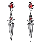 Sword Drop Dangle Earrings for Women, Vintage Created Ruby Dagger Tassel Dangling Earrings, Gothic Earrings Jewely