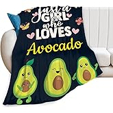 Just A Girl Who Loves Avocado Throw Blanket Food Avocados Throws Super Soft Warm Fleece Lightweight Flannel Blankets Cozy Fuzzy Plush Stuff Bedding Blankets Gifts for Girls Women Couch Sofa 40"x50"