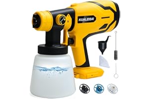 KUALEISAI Cordless Paint Sprayer for DeWo1t 20V Max Battery (Battery NOT Included),No Battery HVLP Spray Paint Gun Yellow