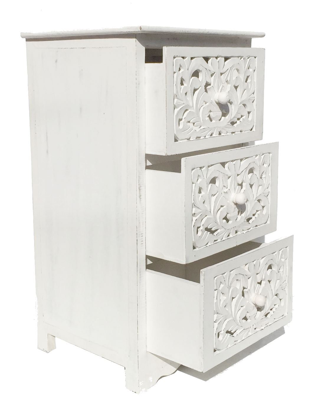 Topfurnishing Natural Hand Made Indian Mango Wood 3 Drawer Storage