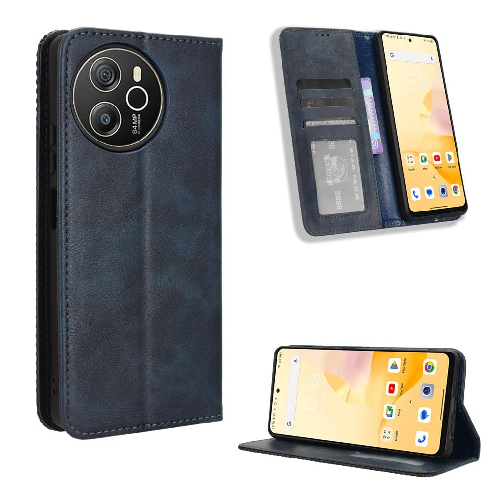 COMAKU Compatible with Blackview Shark 8 Case Leather - Flip Cover Protection magnetic Phone Case wallet with Card Holder - Blue