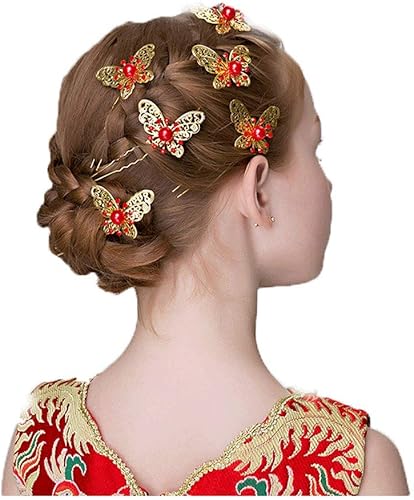 Amazon 発表会 ヘアアクセサリ 子供 お蝶uピン6本セット コーム蝶モチーフ 髪飾り ヘアピン かんざし ヘアコーム ヘッドドレス 子供ドレス 発表会 結婚式 に ピン コーム 通販