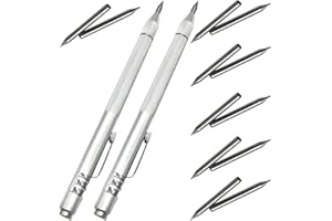 NEPAK 2 Pack Tungsten Carbide Scriber with Magnet,with Extra 12 Replacement Marking Tip,Etching Engraving Pen for Glass/Ceramics/Metal Sheet
