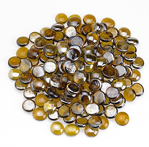American Fireglass Fire Beads Fireplace Glass and Fire Pit Glass, 10-Pound, Caramel Luster