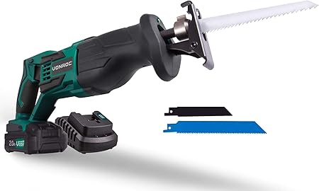 Vonroc Set Complet Scie Sabre Sans Fil Vpower 20v Batterie 2 0ah Chargeur Rapide Lames De Scie Et Sac De Rangement Inclus Amazon Fr Bricolage