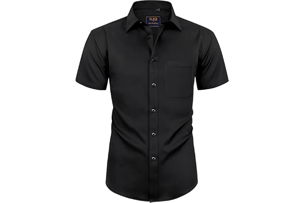Alimens & Gentle Mens Short Sleeve Dress Shirts Wrinkle Free Casual Button Down Shirts with Pocket