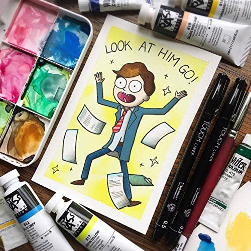 Lawyer Morty from Rick and Morty Tattoo Flash Print by Michelle Coffee