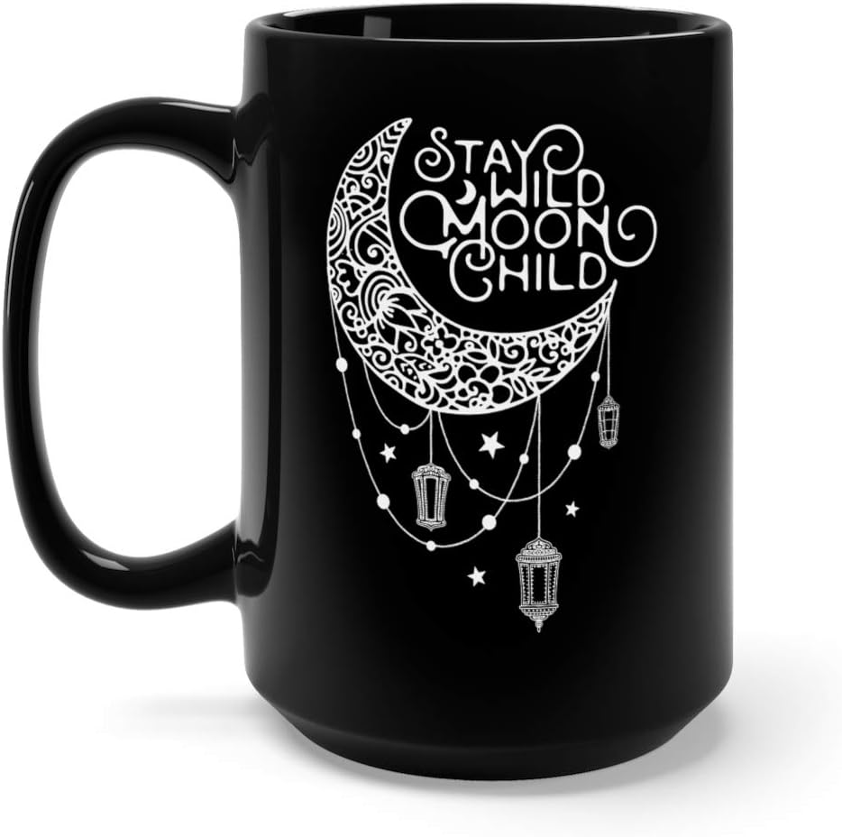 Stay Wild Moon Child Dragonfly Coffee Mug Cup Ceramic 15oz Black