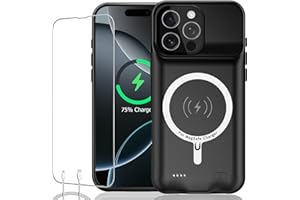 KCKEBLM Battery Case iPhone 16 Pro, Upgraded 10000mAh Rechargeable Portable Extended Battery Pack Supported Qi Wireless Charging Case Compatible with iPhone 16 Pro (6.3 inch) Charger Power Bank (Black)