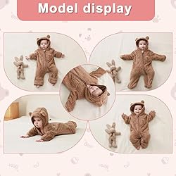 AiWMGL Newborn Baby Bear Outfit Suit With Fold-Over