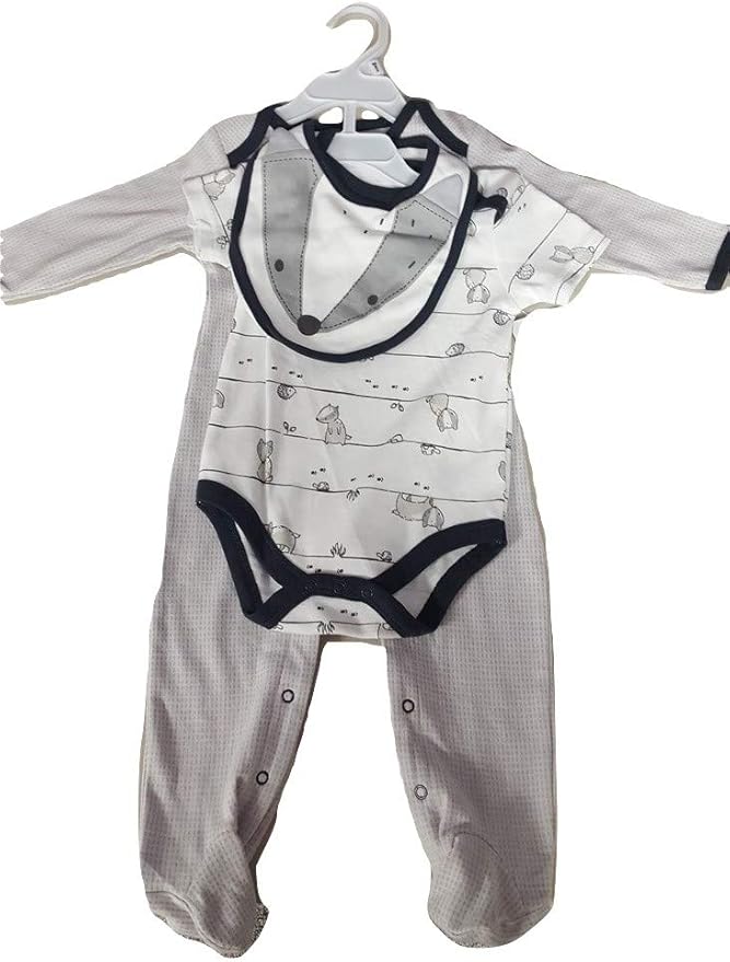 Rene Rofe Baby Boys 3 Pcs Sleeper Set, 69 M Grey Amazon.co.uk Clothing