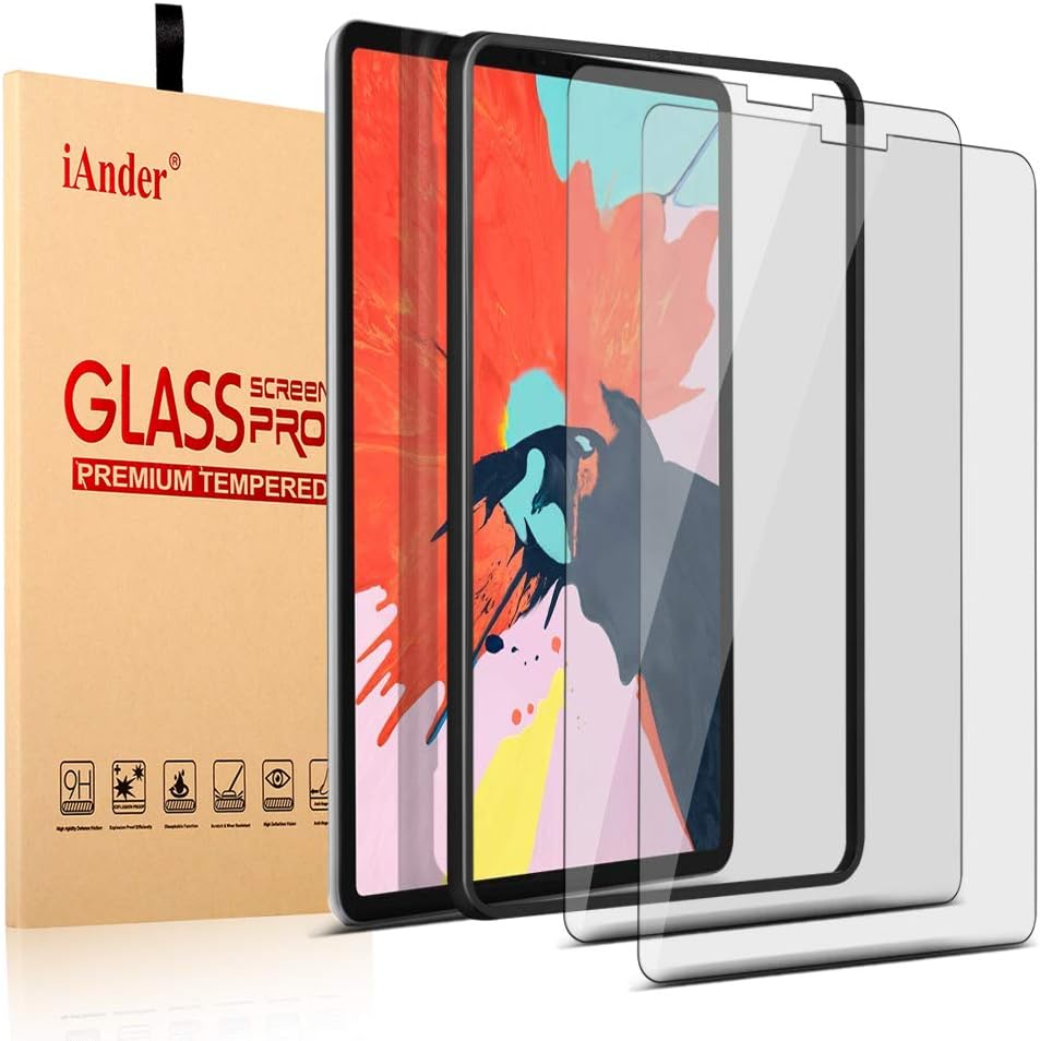 iAnder [2-Pack] iPad Pro 11 Screen Protector with [Easy Installation Tray] Tempered Glass Screen Protector Compatible with iPad Pro (11 inches Only)