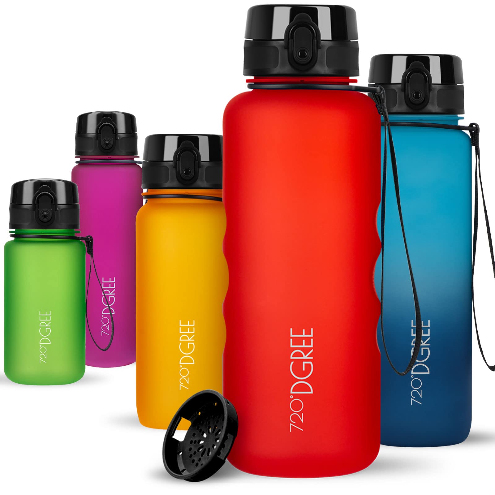 720°DGREE Water Bottle 1.5l “uberBottle“ softTouch +Sieve - BPA-Free, Leakproof, Reusable Drinking Bottle - XL Sports Bottle for all Day Hydration, Gym, Fitness, Office, University, Hiking, Travel
