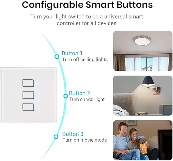 Interruptor de luz de pared BroadLink Smart Touch interruptor de cable en vivo nico de 2 unidades funciona con Alexa Google Home e IFTTT se requiere un concentrador con concentrador