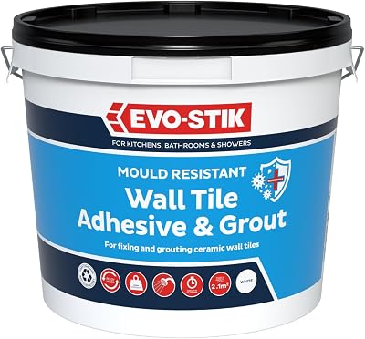 EVO-STIK Mould Resistant Wall Tile Adhesive & Grout White 2.5L 2-in-1