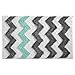 mDesign Chevron Fabric Shower Curtain, Microfiber Accent Rug, Toilet Bowl Brush, Wastebasket Trash Can - Set of 4, Gray/Aruba Blue