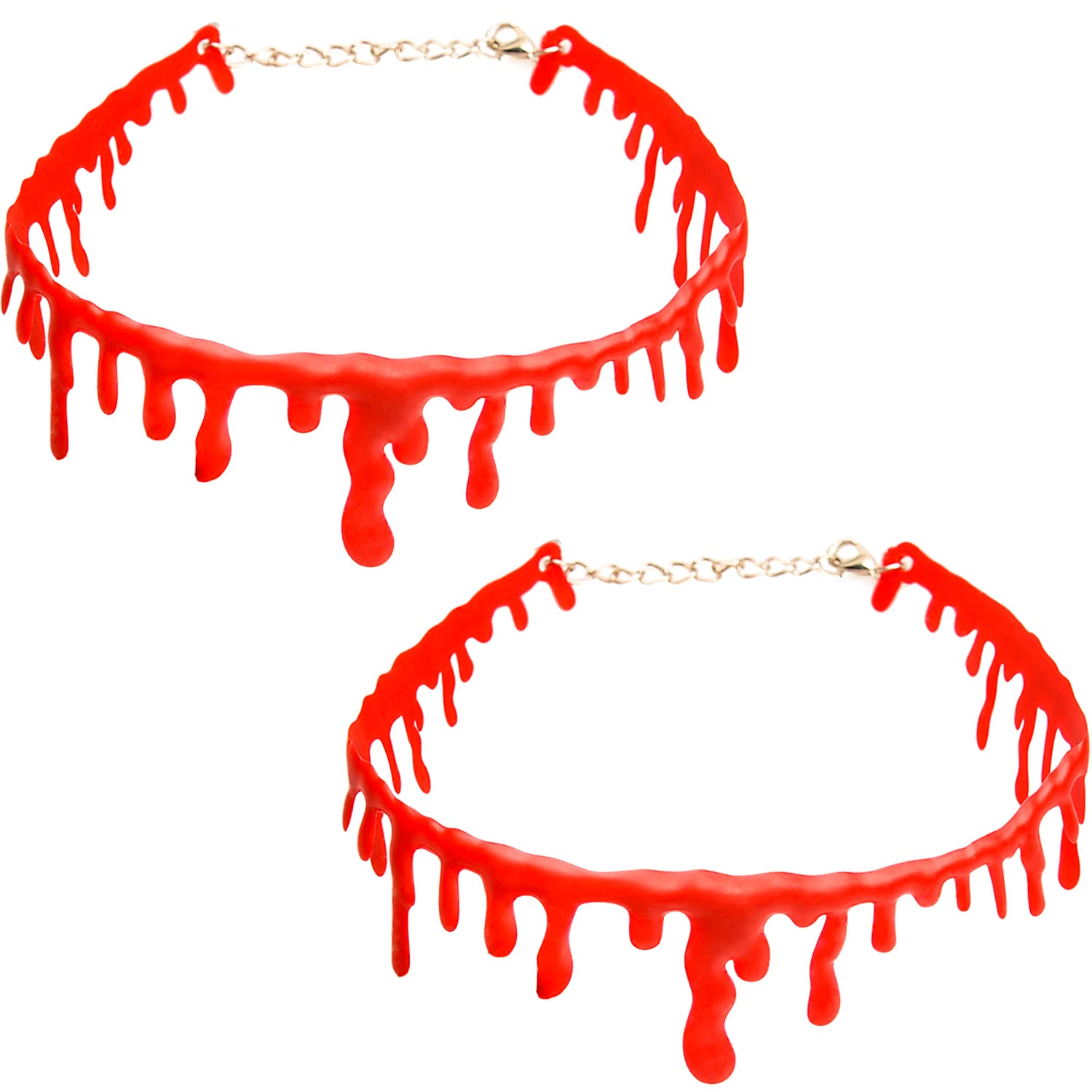 AOVNA 2 Piece Blood Droplets Necklace Halloween Bloody Choker Necklace Vampire Necklace Halloween Fancy Dress Scary Horror Party Costume Prop