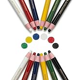 12-Pack 6color Grease Pencils Grease Pen China Markers for Glass Metal Wood | Peel-off paper wrap, non-toxic wax core, waterproof markings on slick porcelain, ceramic, stone, tile, or plastic surfaces
