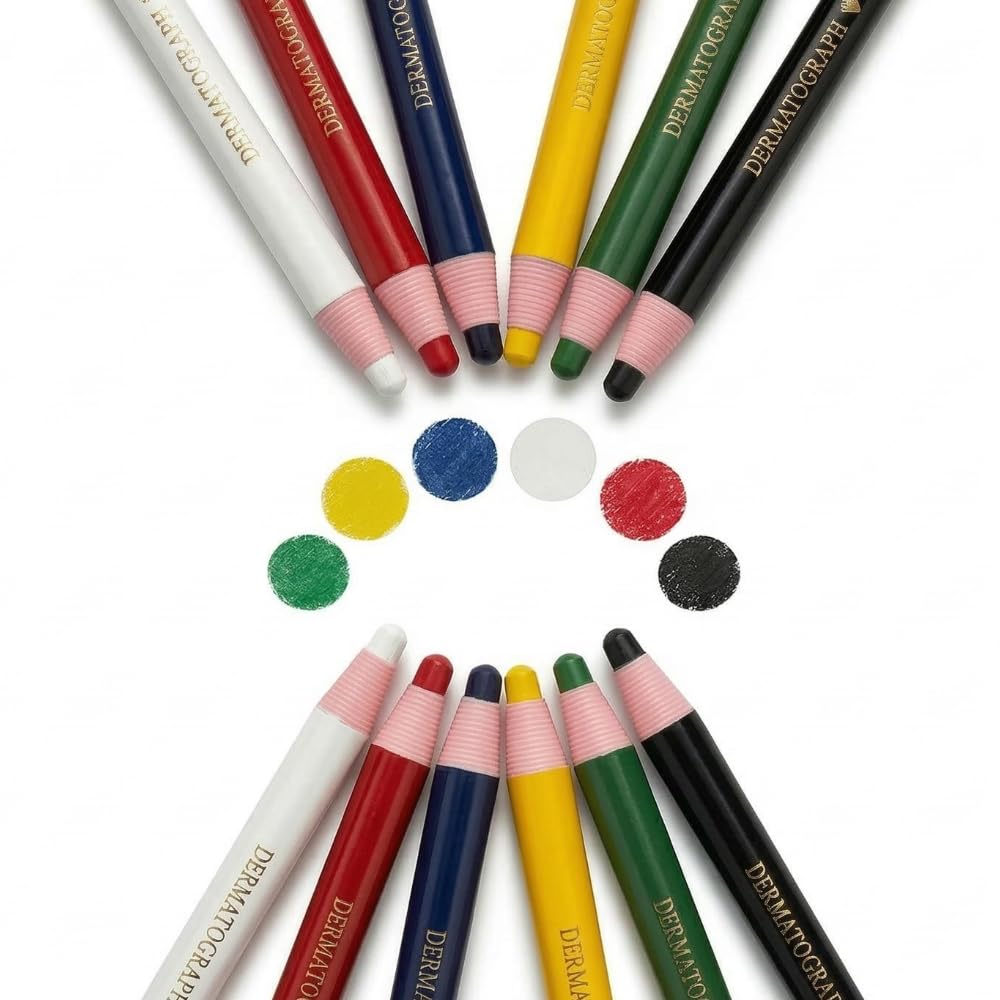 Office 4 All Diamond Peel-Off China Markers,Glass, Cellophane, Vinyl,Metal, Skin, Etc..Assorted - Pack Of 12 (Color Mix - 2—6 Color)