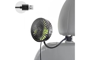 MICLSRS Car Fan For Backseat, USB Fan for Car Cooling, Car Seat Back Seat Headrest Fan, Adjustable 3 Speeds, 360° Rotation