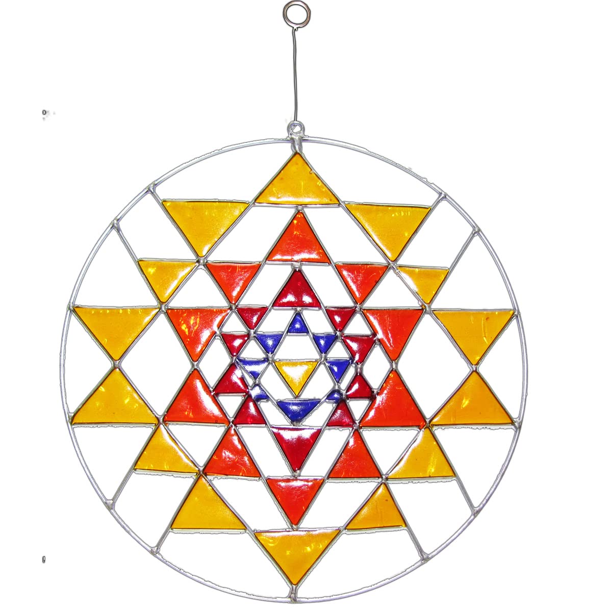 Suncatcher Window decoration 'Flower of Life' Life Flowers Refraction, in the 7 Chakra Colours, Glass, Sri Yantra Buntton 4, 17 cm