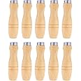 Yardwe 10PCS Wooden File Handle with Strong Metal Collars for File Cutting Tool Craft, 4 Inch