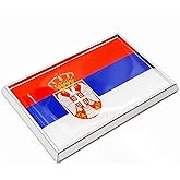 Perdecor Serbia Flag Sticker Emblem Serbian Decal Car Chrome Flags, 2 Pack, 3 x 2 inches
