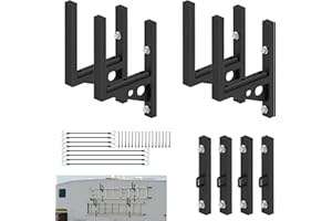 PANOYU Ladder Rack for Trailer Side Mount Heavy-Duty Ladder Rack with Rubber Pads Bungee Cords Hooks - Fits Open/Enclosed Trailer Side Walls Garages Tool Sheds Gardens - 300 LBS 4 Pack
