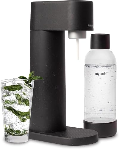 Mysoda Woody Sparkling Water Maker 1L Bottle Renewable Wood Composite Black