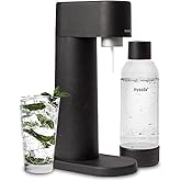 Mysoda Woody Sparkling Water Maker - Soda Streaming Machine Silent Carbonated Water Machine Robust Long-Lasting Aluminium Soda Maker 1L Water Bottle Without CO2 Cylinder - Black Soda Machine