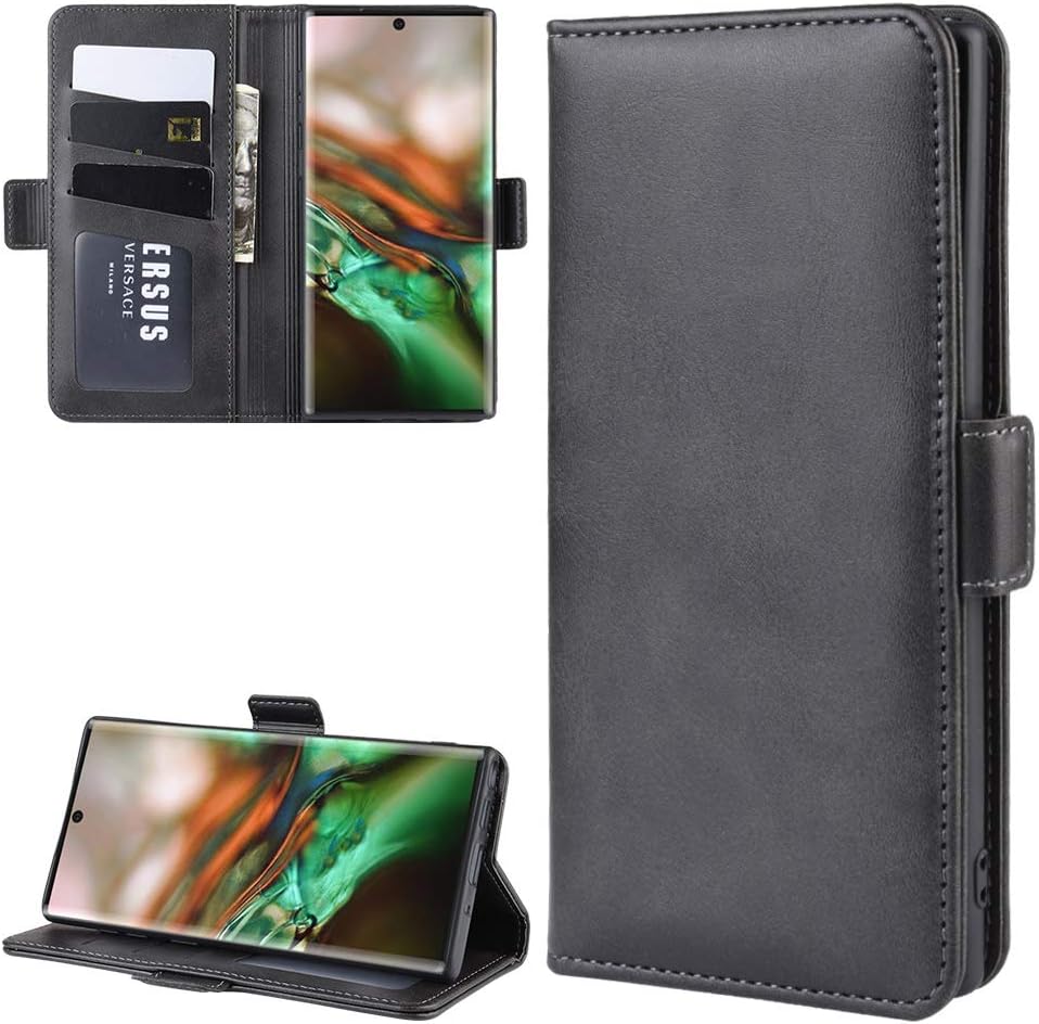Galaxy Note 10 Wallet Case,OPDENK PU Leather Phone Case Card Slots Stand Case Protective Book Case Double Magnetic Clasp Flip Case Cover for Samsung Galaxy Note 10,Black