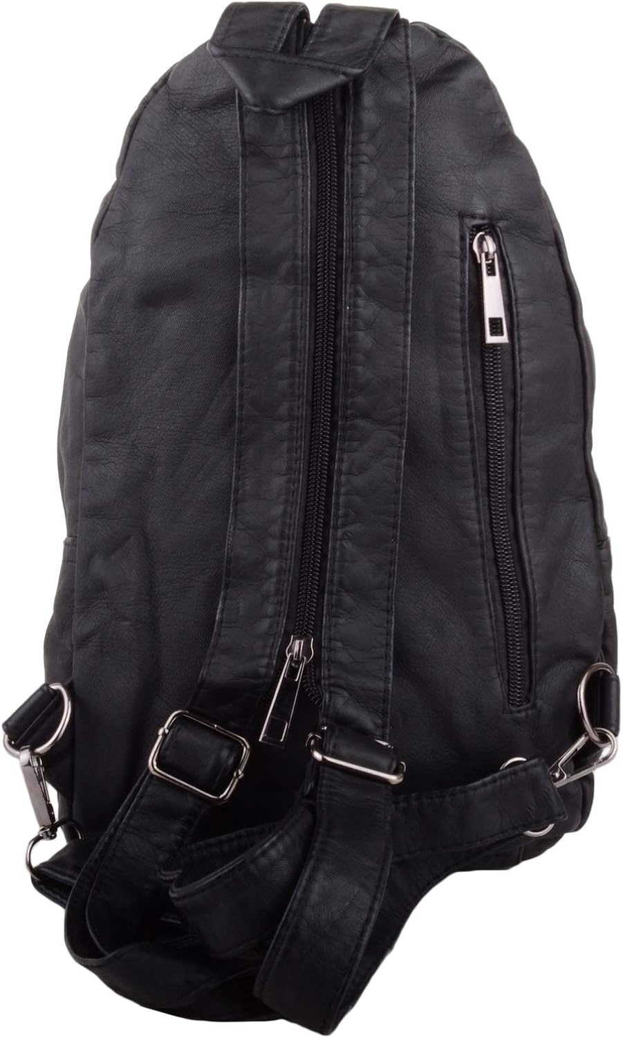 Valita Womens Super Soft Faux Leather Travel Back Pack/Ruck Sack/Shoulder Bag - Black - Image 3