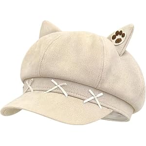 Y2K Cutecore Kawaii Beret Hat Women Strawberry Cake Cat Ears Cap Sweet Suede Newsboy 2000s Clothes Accessories