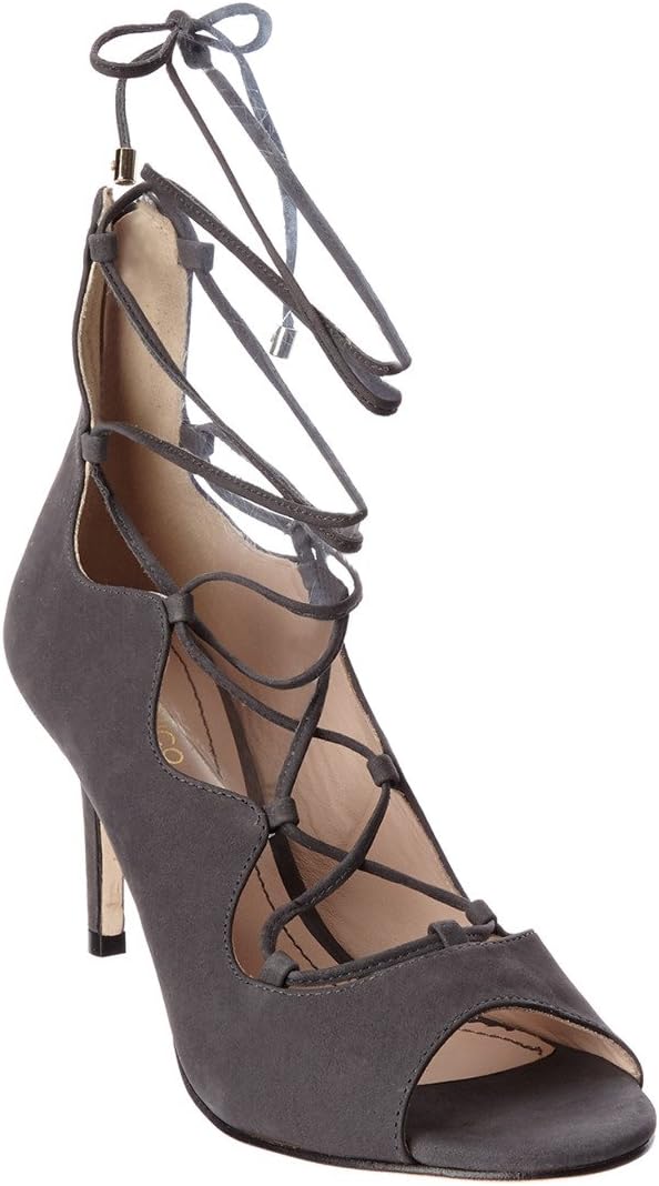 KLUB NICO Matilda Charcoal Blush open-toe sandal tieup slim stiletto heel Bootie (6)