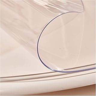 Tischdecke aus Kunststoff 65° Fase Kratzfest Milchfest Hitzeschutzmatte for Küche，Esstisch，Couchtisch, Schreibtisch (1,6mm dick，rund) (Color : A, Size(cm) : 80)