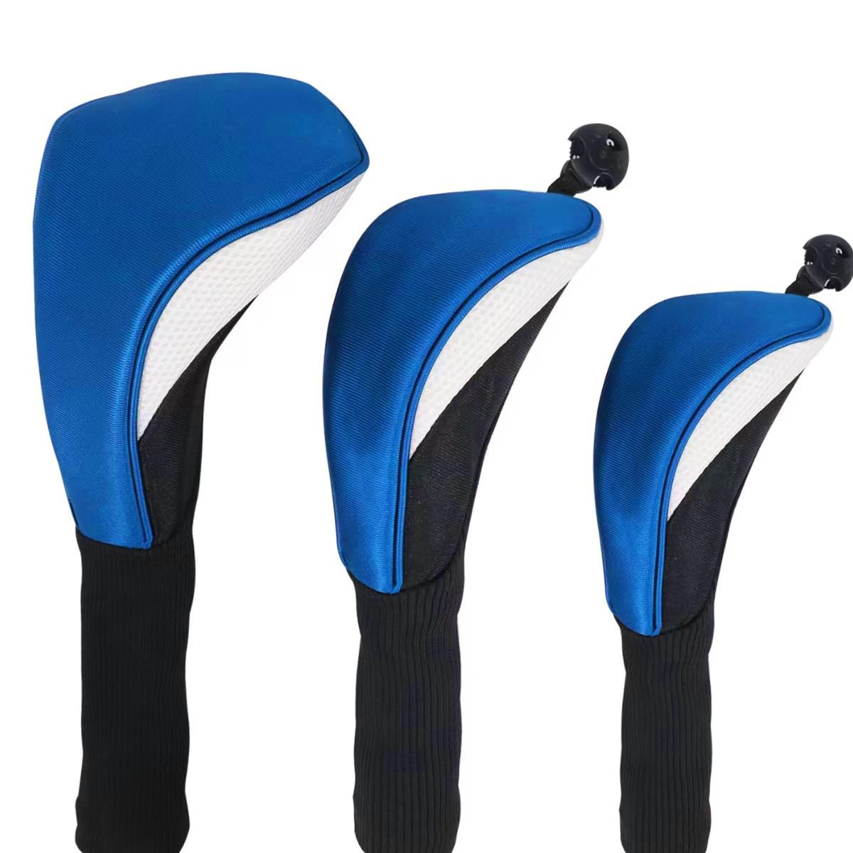 Namvo 3Pcs/Set Golf Driver Wood Head Club Covers Equipment Pole Protective Sleeve Professinal Golf Putter Head Protectors Blue and White